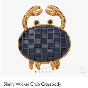 Kate Spade New York Shelly Wicker Crab Crossbody Novelty EUC Bag Blue Handbag